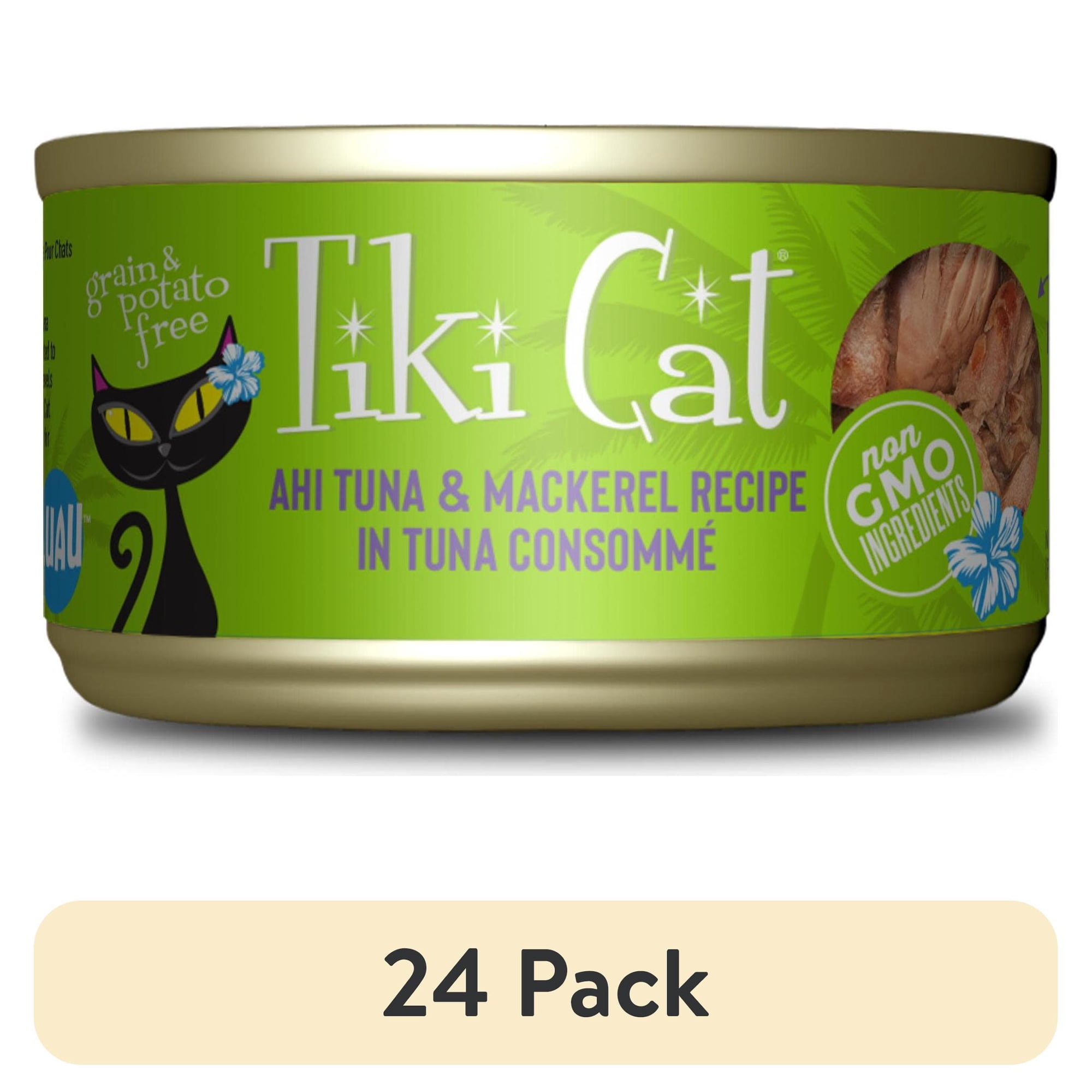(24 pack) Tiki Cat Luau Wet Cat Food, Ahi Tuna, & Mackerel, 2.8 oz. Can