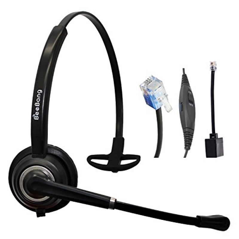 Phone Headset Mono RJ9 Telephone Headset with Microphone Noise Cancelling for Landline Phones