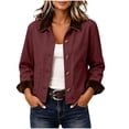 thumbnail image 2 of PiGOGI Womens Corduroy Collared Jacket Long Sleeve Button Up Coat with Patch Pockets Casual Vintage Outerwear Top for Daily Casual Loose Fit Style, 2 of 9