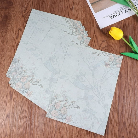 Raindrops 50pcs European Style Paper Retro Writing Paper Vintage Letter Paper Romantic Stationery (Blue Rose)