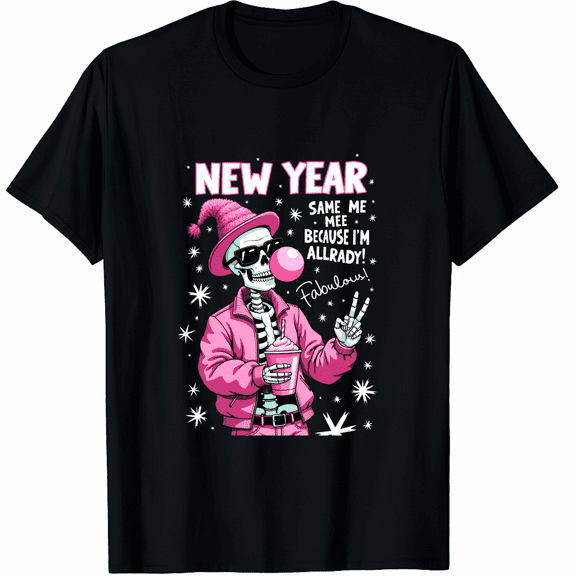 Fabulous Skeleton Glam Skull Vibes Trending New Year Same Me Graphic Tee T-Shirt for Men Women