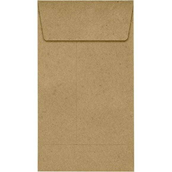 LUXPaper #5 1/2 Coin Envelopes in 70 lb. Grocery Bag for Coin Collections, Seeds, Small Inventory Items, and Stamps, 50 Pack, Envelope Size 3 1/8 x 5 1/2 (Brown)