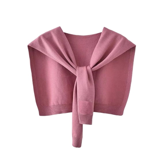 Women's Fashion Solid Color Knit Shawl Lightweight Shoulder Cape for Air-Condition Room Hot Pink One Size