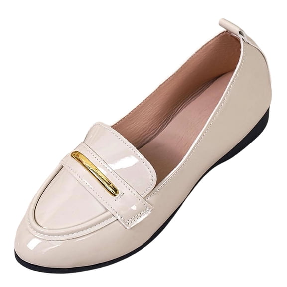 QQAMB Women's Classic Comfort Leather Loafers Cute Slip-Ons Casual Dress Shoes Lightweight Walking Flats Everyday Work Shoes
