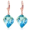thumbnail image 2 of Galaxy Gold 27.85 Carat 14K Solid Rose Gold Leverback Earrings Twisted Briolette Blue Topaz, 2 of 3