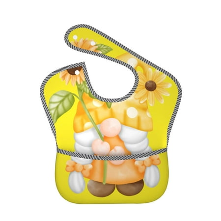 

Bingfone Mess-Proof Baby Bib - Waterproof Bib For Baby Boy Or Girl With Food Catcher Pocket Unisex-Sunflower Gnomes 3