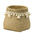 thumbnail image 2 of A&B Home Natural and Cream Woven Detail Outdoor Planter with Tassel Trim Small, 2 of 2