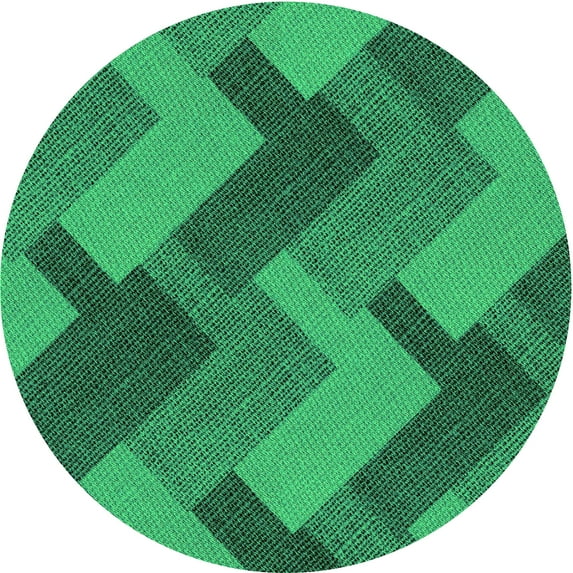 Ahgly Company Machine Washable Indoor Round Transitional Spring Green Area Rugs, 7' Round