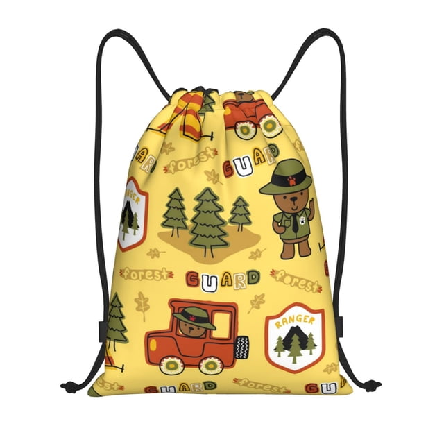 Fotbe Forest Guard Pattern Drawstring Backpack, Gym Bag, Lightweight Backpack, Water-Resistant Bag Travel Sports Backpack, Fitness Bag, Yoga Bag-Medium