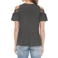 thumbnail image 3 of White Mark Casual Cold Shoulder Lace Trim Knit Blouse, Women's, 3 of 6
