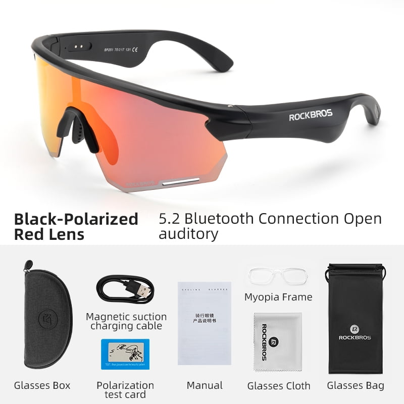 ROCKBROS Bluetooth Sunglasses Polarized Outdoor Electronic Sunglasses for Running/Driving/Cycling/Business