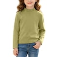 thumbnail image 2 of Spazoro Girls Mock Neck Pullover Top, 100% Cotton Loose Fit Solid Color Soft Mock Neck Long Sleeve Basic Layering Shirts for Daily Wear Green Size 7-8, 2 of 9