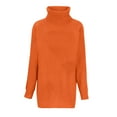 thumbnail image 4 of WCMZJ Womens Turtleneck Oversized Long Batwing Sleeve Sweater Dress 2024 Plus Size Tunic Pullover Knit Fall Dresses Orange XL, 4 of 6