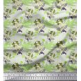 thumbnail image 1 of Soimoi Moss Georgette Fabric Pumpkin,Autumn Leaves & Girl Winter Theme Fabric Prints By Yard 42 Inch Wide, 1 of 1