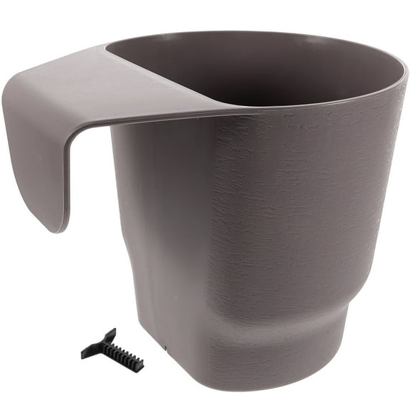 PBPBOX Durable Grey Plastic Railing Flower Pot for Outdoor Balcony and Yard Plants