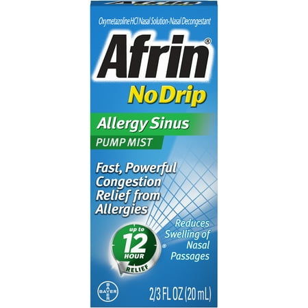 Afrin No Drip Allergy Sinus Pump Nasal Mist, Congestion Relief, (Best Meds For Post Nasal Drip)