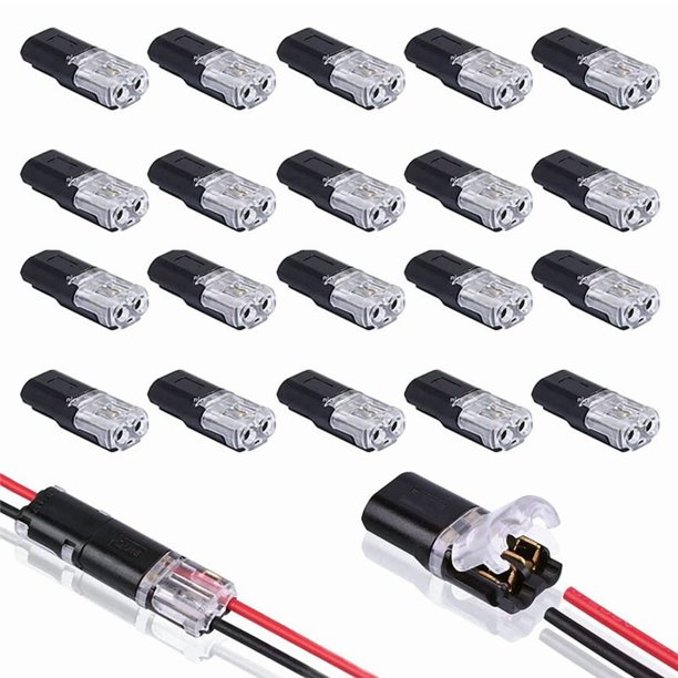 Conector Enchufable de Doble Cable 20 Piezas con Hebilla Bloqueo, Conectores Enchufables Terminal Compacto Universal 2 Pines y VíAs