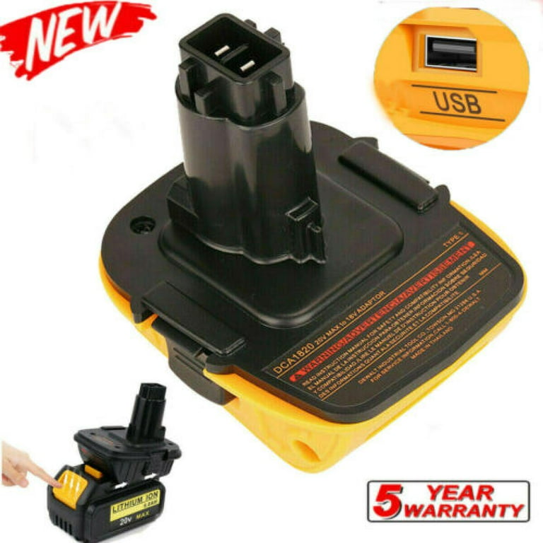 New 20V Battery Adapter Converter 18V to 20V Max Li Ion Tools For DEWALT DCA1820 Built in USB Port Design for Charging Low Power Electronic Products Walmart