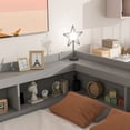 thumbnail image 5 of L-Shaped Corner Full Platform Beds, Wood Frame with Trundle and Drawers Full Bed with Built-in Desk, 3 Full Beds in 1 for Boys Girls Teens, Gray, 5 of 7