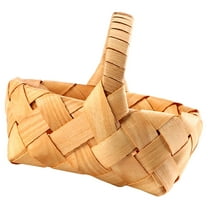 PBPBOX Brown Woven Wooden Basket with Handle for Wedding Picnic Flower Storage