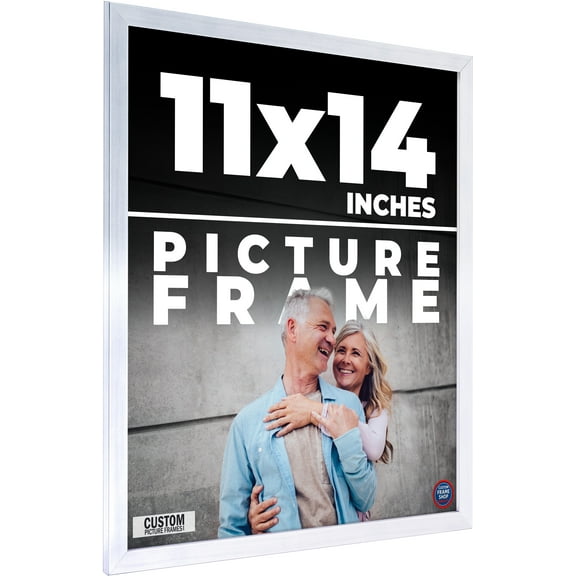11x14 Silver Metallic Wood Frame - 'Brushed Steel' Thin - Great for Posters, Photos, Art Prints,