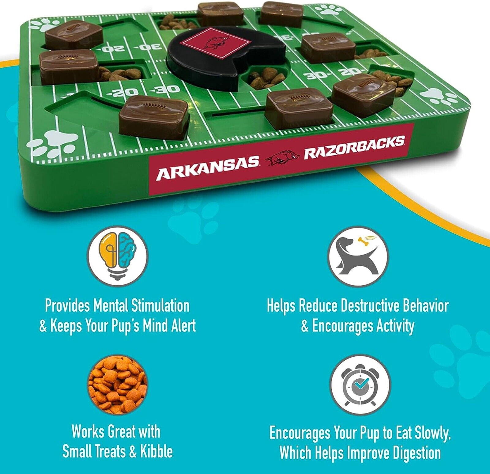 Pets First NCAA Arkansas Razorbacks Puzzle Toy, Puzzle Treat Dog Toy, Interactive Dog Treat Toy, Dog Puzzle Feeding Slow Toy