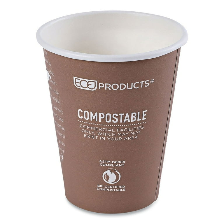 100 Pack 8 Oz Kraft Paper Cups - Compostable Disposable Cups For Hot & Cold Drinks
