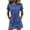 Navy, variant on Women's Short Sleeve Casual Dress, Round Neck Solid Color Sundress with Pockets and Drawstring Waist, Comfortable Cotton Blend Midi Dress for Daily Wear and Vacation Black L