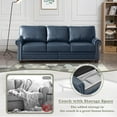 thumbnail image 4 of 5-Seat Modular Sectional Sofa with Storage Boxes, Faux Leather Mid Century Modern Couches, Comfy Cloud Couch with Nails Decoration and Wood Legs for Living Room, Navy Blue, 4 of 8