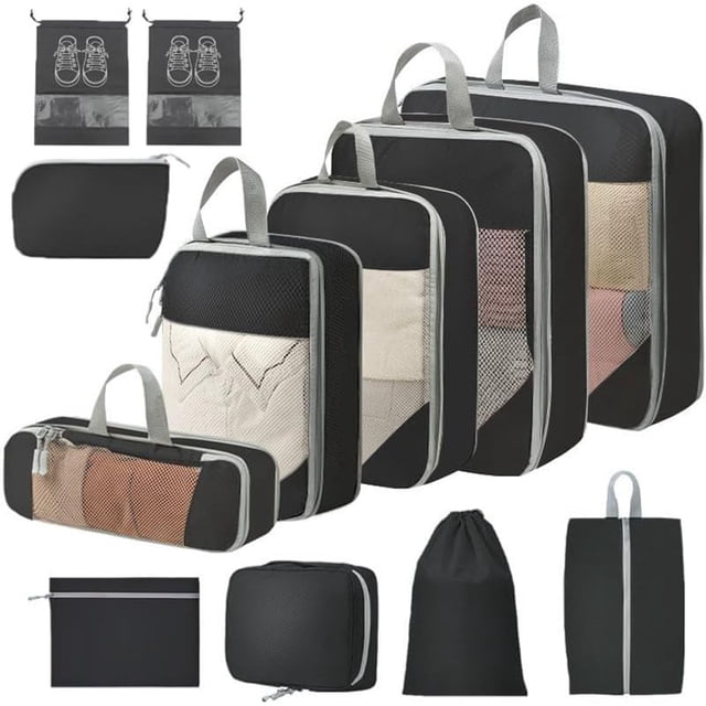 Bolsas Organizadoras de Viaje para Maletas Compresión (Negro)
