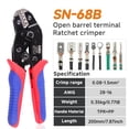 thumbnail image 2 of Herramienta de prensado HKS SN-68B, cañón abierto, 28-16 AWG, trinquete, 2 of 7