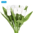 thumbnail image 3 of Uxcell 14" Artificial Tulips Flowers Floral Arrangements Bouquet Decor, White 15 Stems, 3 of 6