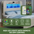 thumbnail image 3 of Uforic Full Bed Frame with Trundle & Bookshelf, Wood Trundle Bed Frame with Storage Headboard & Charging Station, White, 3 of 7