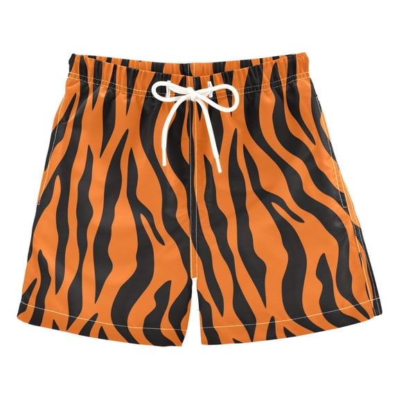 Black Tiger Stripes Swim Trunks Quick Dry Beach Pool Board Shorts Lightweight Stylish Print Sizes 2T to XL