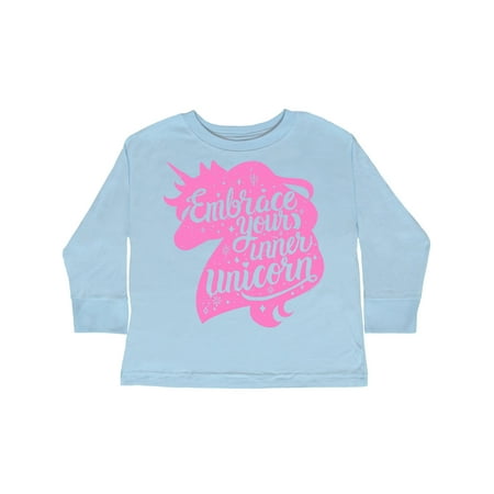 

Inktastic Embrace Your Inner Unicorn with Silhouette in Pink Grunge Gift Toddler Boy or Toddler Girl Long Sleeve T-Shirt