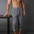thumbnail image 7 of Men's Lightweight Long Beach Shorts Striped Textured Quick Dry Below Knee 3/4 Capri Pants with Pockets for Workout Running Training Summer Big and Tall Size S-4XL Dark Gray, 7 of 7
