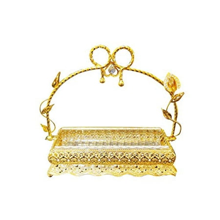 

Italian Collection Gold Сandy Serving Tray with Handle for Snacks Fruits