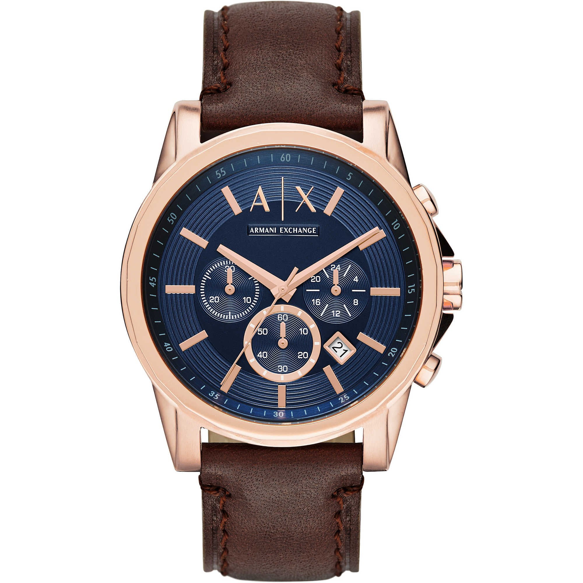AX2508 Chronograph Dark Brown Leather Strap Watch