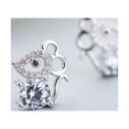 thumbnail image 2 of 1 par de pendientes de tuerca de cristal chapados en plata con piedra natal de ratón para mujeres y niñas, 2 of 5