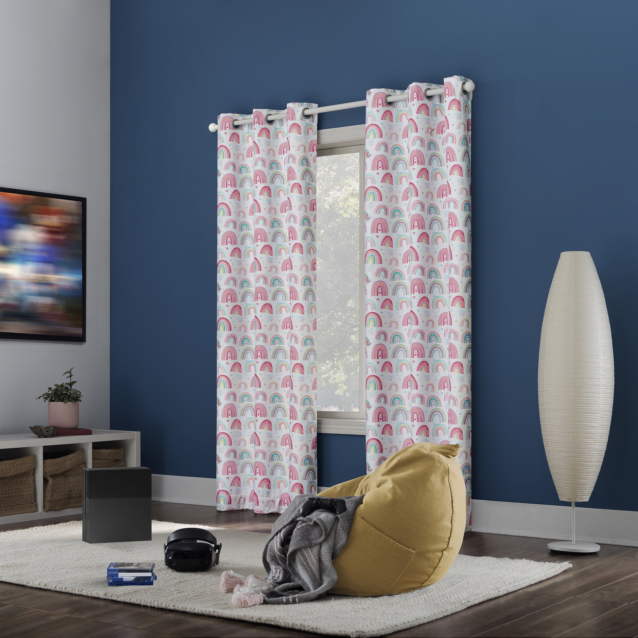 Sun Zero Rainbows Print 100% Blackout Grommet Single Curtain Panel In Multi,40" X 63"