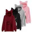 thumbnail image 3 of FAROOT Women's Long Sleeve Printed Top, Cartoon Pattern Hoodie with Pocket, 3 of 3