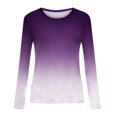 thumbnail image 4 of Odeerbi Shirts for Women 2024 Casual Round Neck Long Sleeve Printed Loose Shirt Blouse Tops Purple, 4 of 5