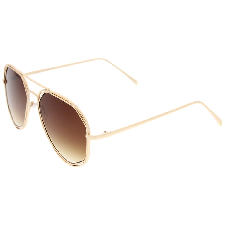 NIP Geometric Gold Amber Sunglasses zeroUV Unisex Geometric Hexagonal Metal Frame Neutral  main image 4