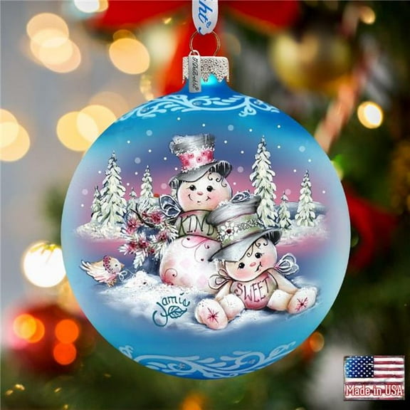 G. Debrekht 71201-0113 Kind Sweet Snowman Family Glass Ornament by Jamie Mills-Price - Christmas Decor