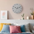 thumbnail image 3 of Wall Clock Grey Linen Texture Clocks PVC Silent Non-Ticking Battery Operated Decorative Farmhouse Solid Color Round Clock for Home Living Room Kitchen Bedroom Office School Wall Decor 14 Inch, 3 of 9