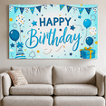 thumbnail image 6 of Blue Themed Happy Birthday Banner with Balloons Stars and Party Hats Background Decoration for Birthday Party Photography Props Party Supplies Decorations, 6 of 7
