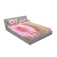 thumbnail image 2 of Ambesonne Floral Fitted Sheet & Pillow Sham Set, Pink Gerber on Wooden, Full, Pink Brown, 2 of 2