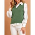 thumbnail image 5 of INSPIRE CHIC Women's Pullover Knit Sweaters Solid Color V Neck Sleeveless Sweater Vests XL Green, 5 of 7
