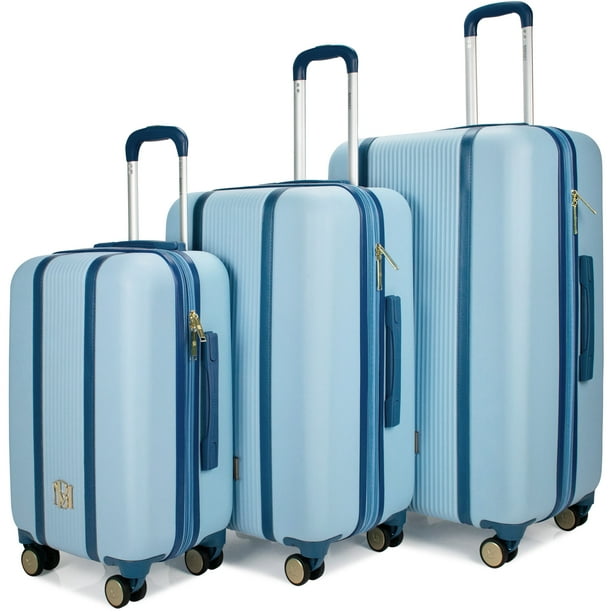 BADGLEY MISCHKA Mia 3 Piece Expandable Retro Luggage Set (Light Blue