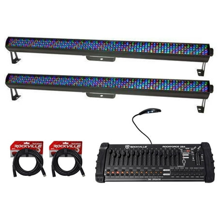 2) Chauvet COLORrail IRC 43.6” Wireless RGB LED Wash Light Strips+DMX Controller